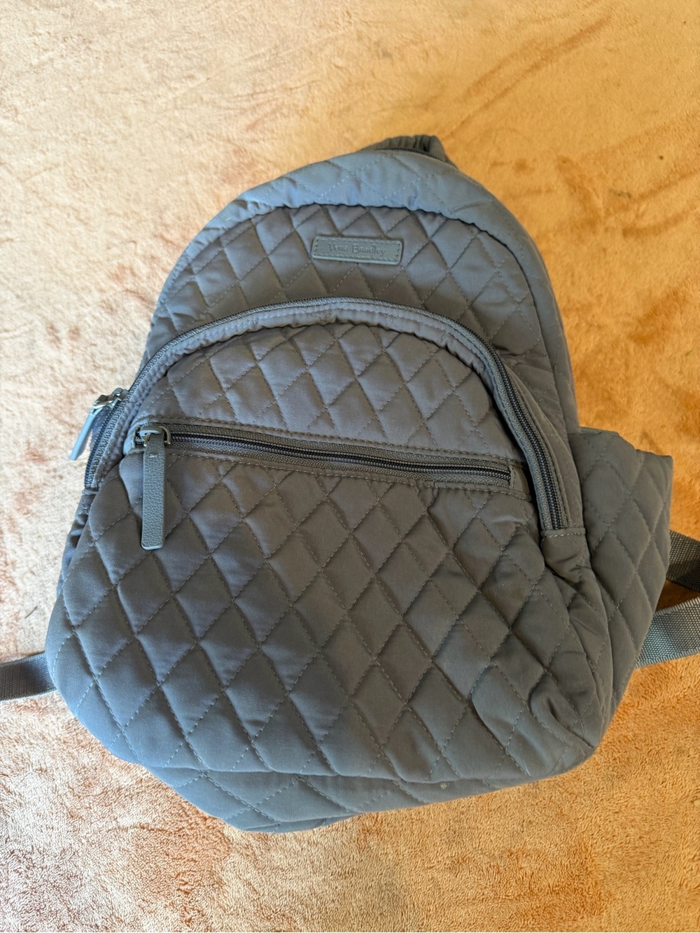 Vera Bradley Quilted Small Backpack in Slate Gray